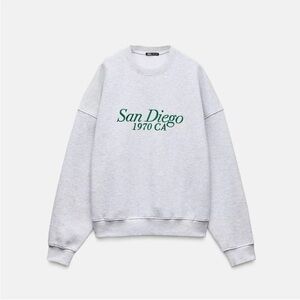 ZARA Gray San Diego 1970 CA Embroidered Sweatshirt Size Small